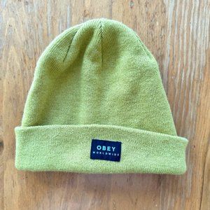 Obey Yellow Green Beanie Skating Skater Winter Warm Ski Snowboard